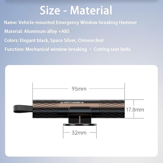 Safety Hammer - New safety glass breaker, underwater safety hammer, car hammer, seat belt cutter, window breaker, emergency escape tool, suitable for various glass breakers, safety hammer (3 pieces)