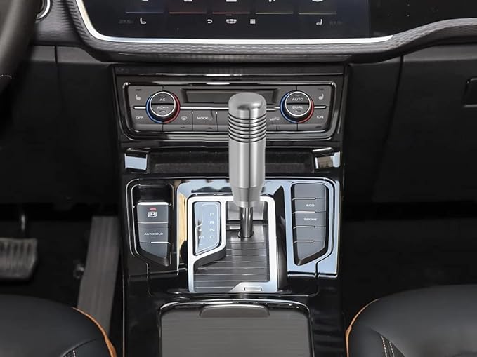 Lunsom Aluminum Alloy Shifter Knob Short Weighted Gear Stick Lever Shifting Handle Car Metal Shift Head with Adapters Fit Most Automatic Manual Transmission Vehicle (Titanium)