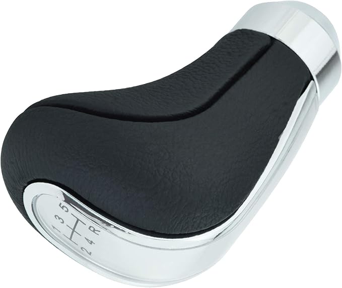 Lunsom Leather Gear Stick Knob, 5 Speed Shifting Lever Gear Knob Type R Shifter Handle Head Fit Most Transmission Manual Vehicle (Black)