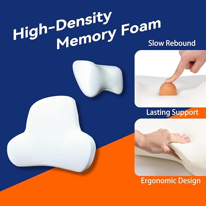 Car Neck & Lumbar Support Pillow Set for Toyota RAV4, Soft Memory Foam Headrest & Back Cushion, Ergonomic Comfortable Seat Support for Daily Driving and Long Trips Car Interior Accessories