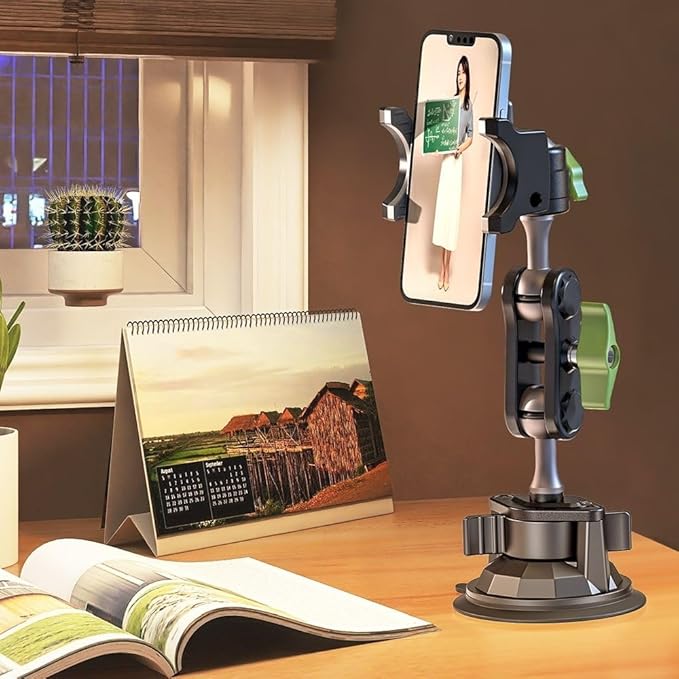 Suction Cup Phone Mount, Ultra-Stable Phone Holder for Vlog Shooting, 360 Rotation for Windshield, Roof Glass, Car Window, Fit for All Smartphones