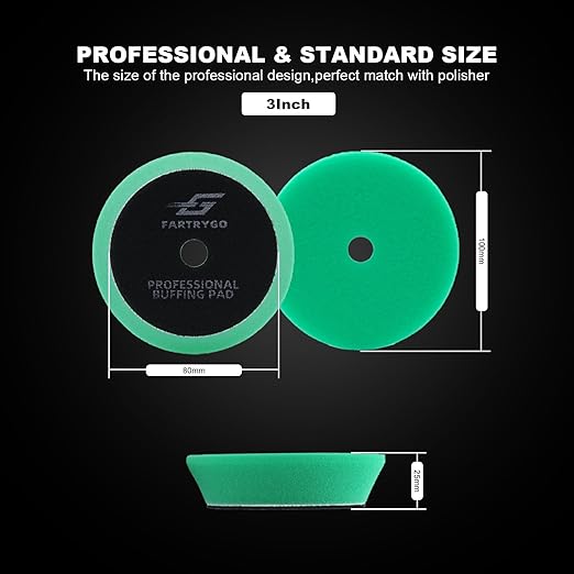 3 Inch Foam Polishing Pads – 3 Pack Small Detailing Pads for Spot Correction, Swirl Removal & Finishing – Compact Buffing Pads for Car, Motorcycle & Wheel Care – DA/Rotary Compatible