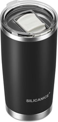 20oz Vacuum Insulated Tumbler - Double Wall Stainless Steel Coffee Mug with Detachable Slider Lid, BPA Free, Car Cup Holder Compatible - Gym/Office/Travel/Home - Black