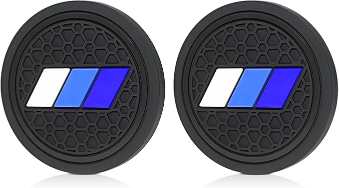 Cup Holder for Toyota Accessories Tacoma TRD 4Runner Tundra Rav4 Highlander, Classic Retro Style Tri-Color Interior Insert Coaster (2.75 Inch, White/Blue/Dark Blue)