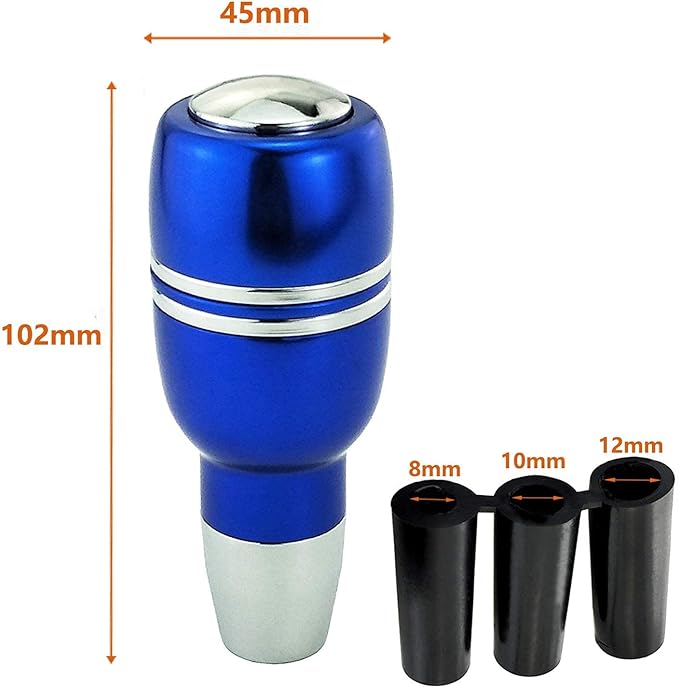 Lunsom Weighted Shifter, Leather Aluminum Alloy Long Shift Knob Stick Handle Shifting Lever Head Gear Knob Fit for Most Manual Transmission Vehicles (Blue)