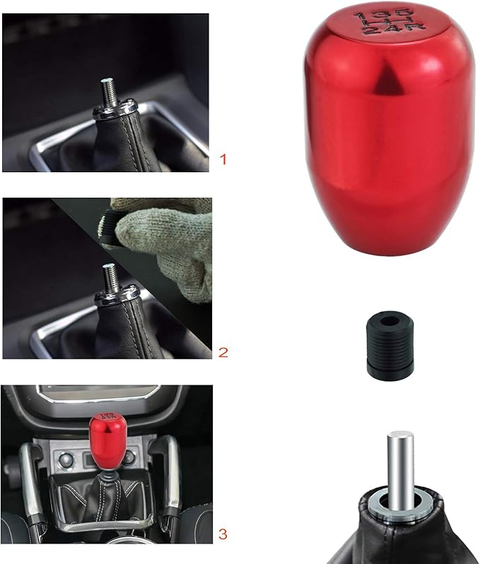 Lunsom 5 Speed Shifter Knob, Aluminium Alloy Gear Shifter Stick Handle Manual Shifting Lever Head Fit Most Auto Manual Transmissions