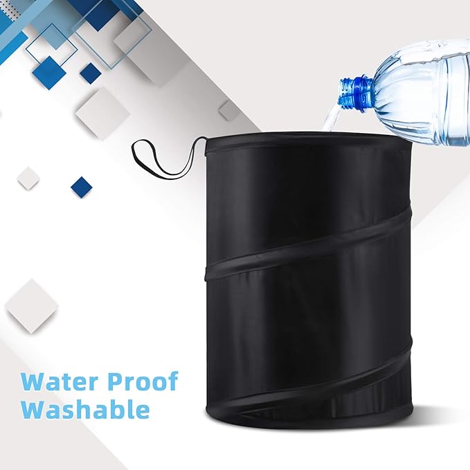 BBTO 2 Pcs Pop up Car Trash Can, Combination Size Portable Collapsible Trash Can with Elastic Band Hanging Waterproof Waste Basket, Rubbish Bin for Car Garbage Camping Traveling