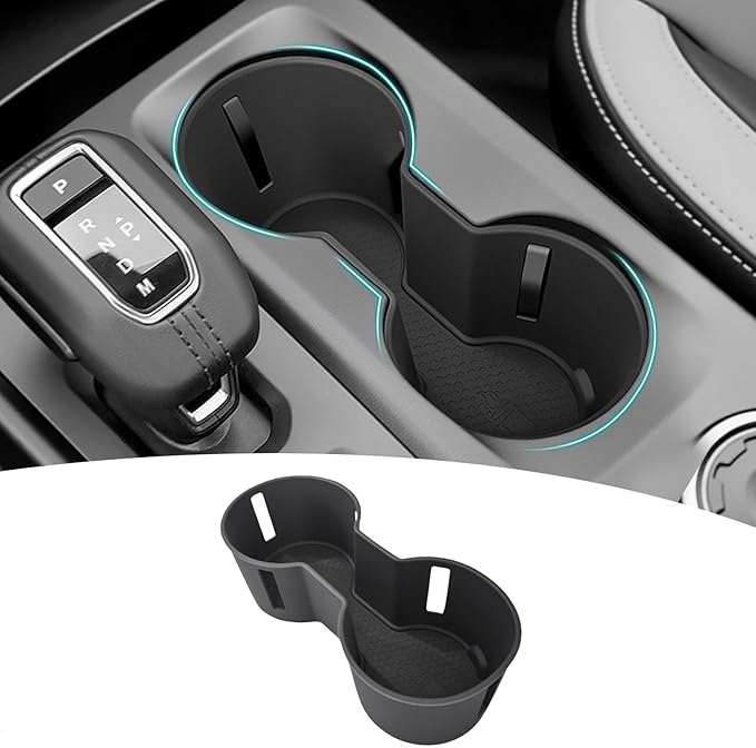 Cup Holder Organizer Compatible with 2024 2025 Ford Ranger Raptor Lariat XL XLT Accessories, Noise-Free Water & Dust Proof Silicone Insert Console Drink Holder for 24-25 Ranger Accessories