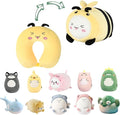 Kids Travel Pillow - 2-in-1 Deformable Kids Neck Pillow for Traveling, Soft U-Shaped Pillow with Adorable Animal Design, Comfy Sleep and Play, Ideal for Airplane Traveling - Yellow Bee