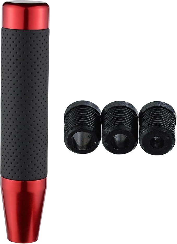 Abfer Tall Shift Knob Car Long Shifting Head Replace Weighted Gear Stick Shifter Knob Extension Fit Most Manual Automatic Transmission Vehicle, Red