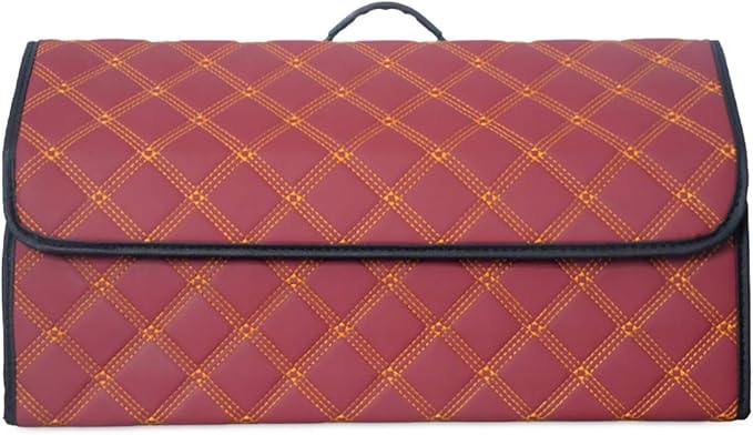 Ergocar Car Trunk Organizer Luxury Foldable Car Boot Tidy Storage Box Waterproof PU Car Boot Storage Organiser for Car/SUV/Truck/Auto (Upgrade Red-L)