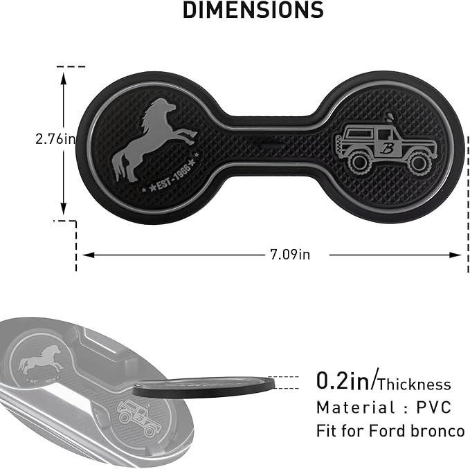 Car Cup Holder Coaster Compatible with Ford Bronco Offroad 2021-2025, Silicone Car Decorative Water Coaser, Bronco Car Accessories (Grey)