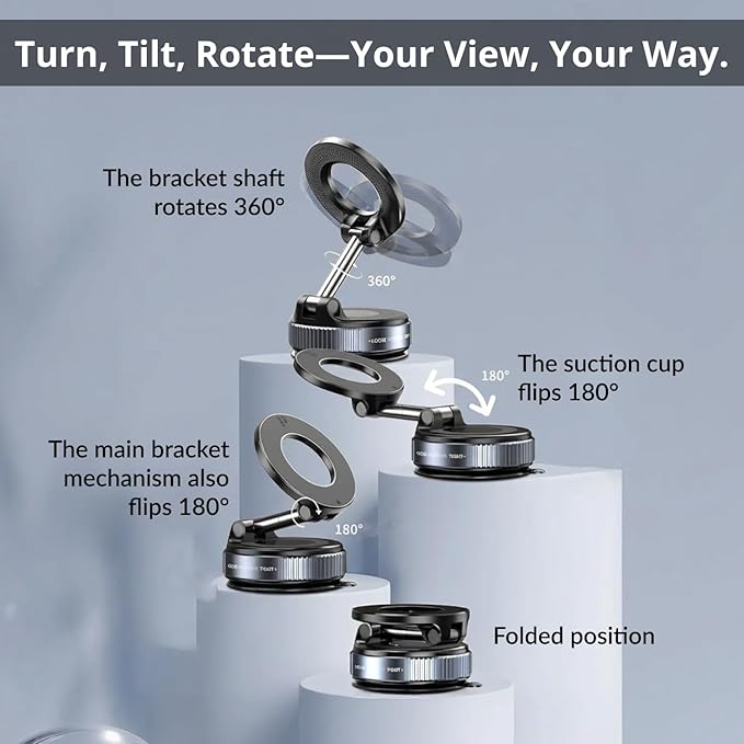 UPTOWN 2026 Nano Gel Ultra Magnetic Phone Holder for car - 360° Adjustable magsafe car Mount with Vacuum Suction, Strong Grip Phone Holders for Your Car, Compatible with iPhone 17 pro max 16 15 14