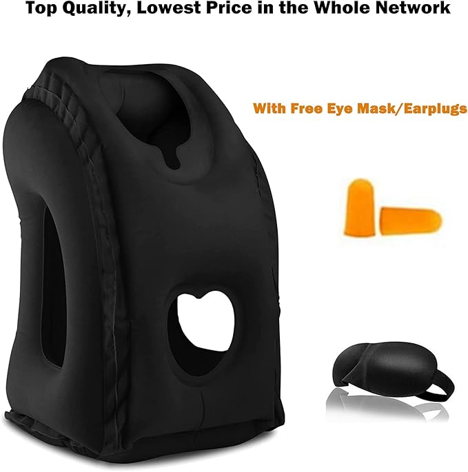 Inflatable Travel Pillows for Airplane, Blow Up Neck Pillow for Sleeping, Airplane Travel Essentials for Long Flight Support Head, Neck and Lumbar, Used for Car/Bus/Train/Office Rest, Adults Kids
