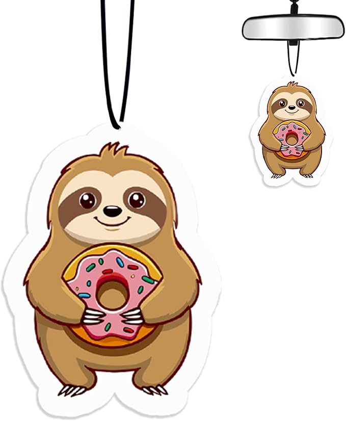 Sloth Doughnut Car Air Fresheners Hanging Air Fresheners Scented Hanging Ornaments Refresh Airs Fragrant Pendant Sloth Car Accessories Interior Decor Home Sloths Gifts for Men Women