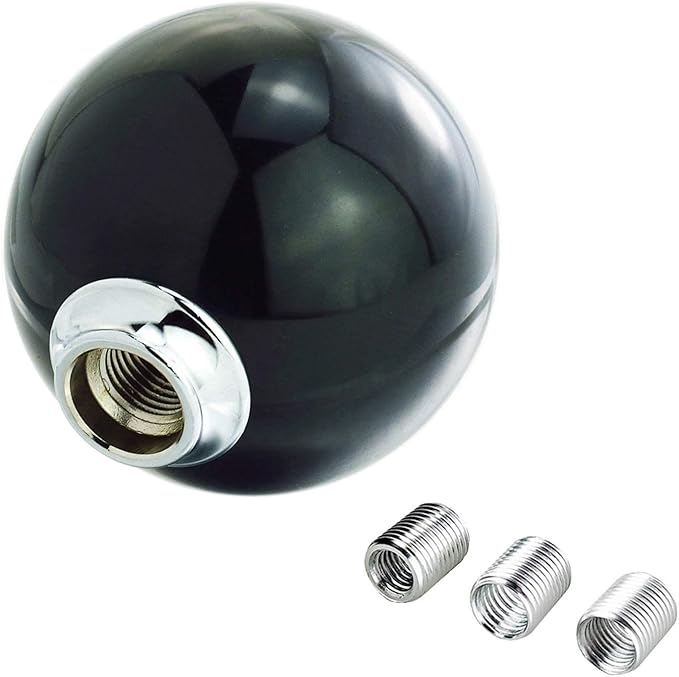Lunsom Round Shift Knob, 8 Billiard Gear Shifter Lever Head Shift Ball Car Stick Handle Fit Most Automatic Manual Transmission Vehicle (M8x1.25, Black)