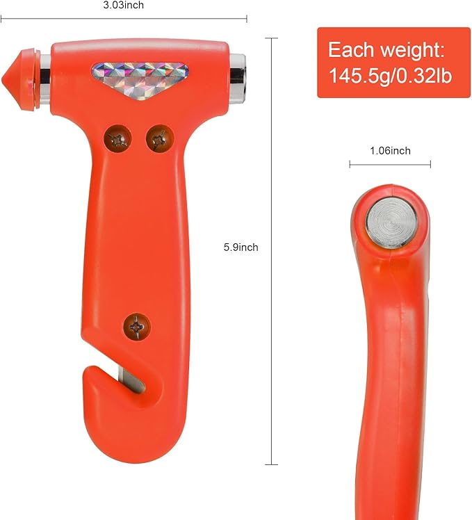 THINKWORK Car Safety Hammer, 3-in-1 Emergency Escape Tool with One Second Window Breaker and Seat Belt Cutter, Safety Emergency Car Escape Tool for Car, Office, Home, Orange