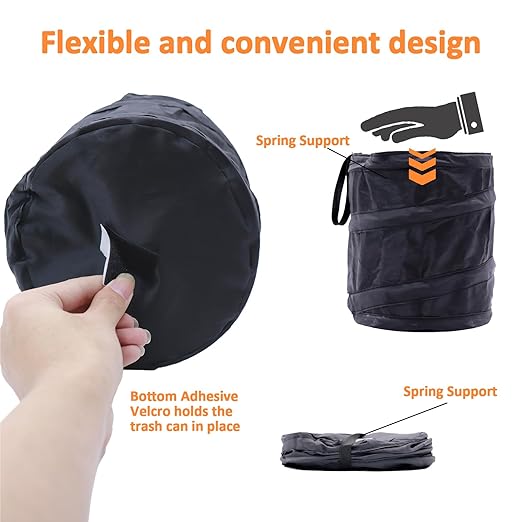 + Car Trash Can, 2 Packs Mini Collapsible Pop-up Car Garbage Can, + Foldable Trash Can, Multipurpose Portable Trash Bag for Truck/Minivan, RV, Camping & Small Spaces(2PCS)