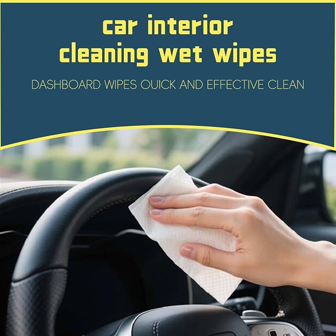 Plant-Based Car Interior Cleaning Wipes - 60 (17.8” x 7.8”) Large Multi-Surface Cleaning Cloths, Super Absorbent & Disposable - Gentle on Surfaces & Skin.