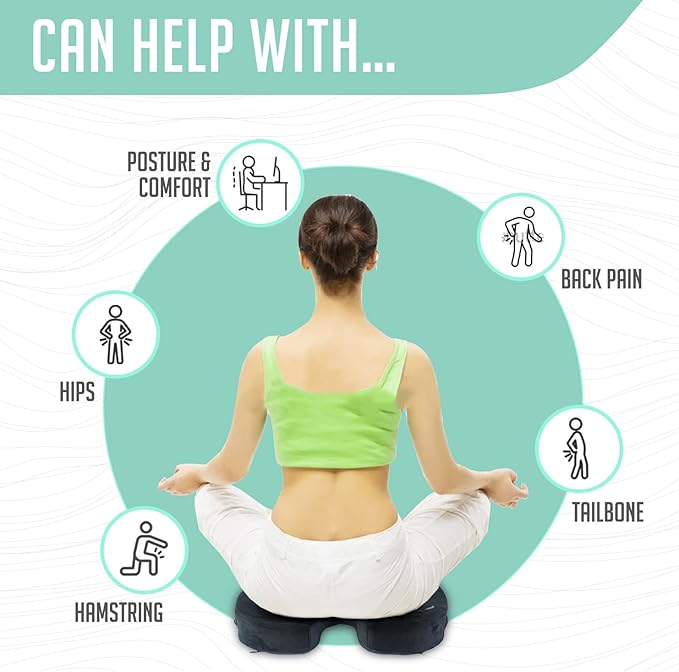 Premium Foldable Travel Seat Cushion - for Relief of Lower Back, Sciatic, Butt and Tailbone Pain - for Home & Office Use, Perfect for Travel or Driving - Coccyx Seat Cushion