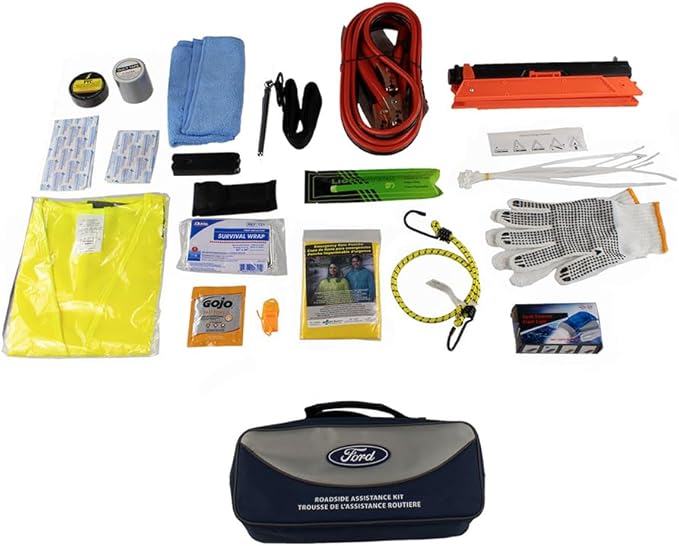 Ford Roadside Assistance Kit Contains First Aid Kit, Safety Vest, Booster Cables and Assorted Tools | VFL3Z19F515AC