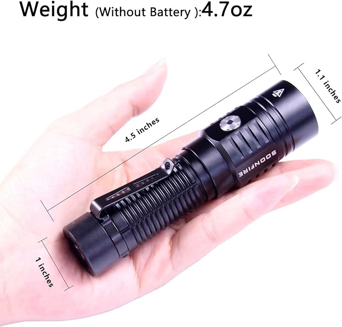 E15 2000 Lumens Led Super Bright Flashlight, Compact High Lumens Light, Powered by Pre-Installed Rechargeable Battery for Emergency, EDC and Searching
