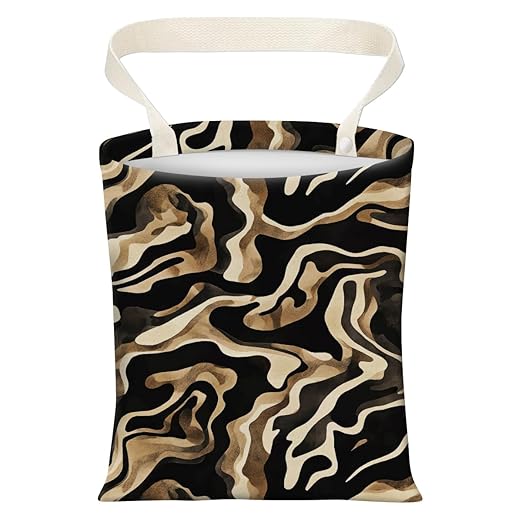 Cute Car Trash Can, Hanging Canvas Car Back Seat Organizer and Storage Bag, Funny Car Trash Bag For Travelling, Outdoor Luxury Brown Stripes