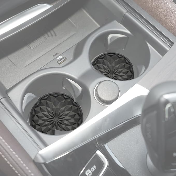 Car Cup Coaster, Universal Automotive Waterproof Non-Slip Cup Holders Sift-Proof Spill Holder Car Interior Accessories 2 Pack Black
