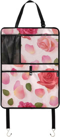 Pink Yellow Rose 1 Pack Backseat Car Organizer with Storage Pockets Seat Back Organizers for Kids Kick Mats Backseat Protector Automotive