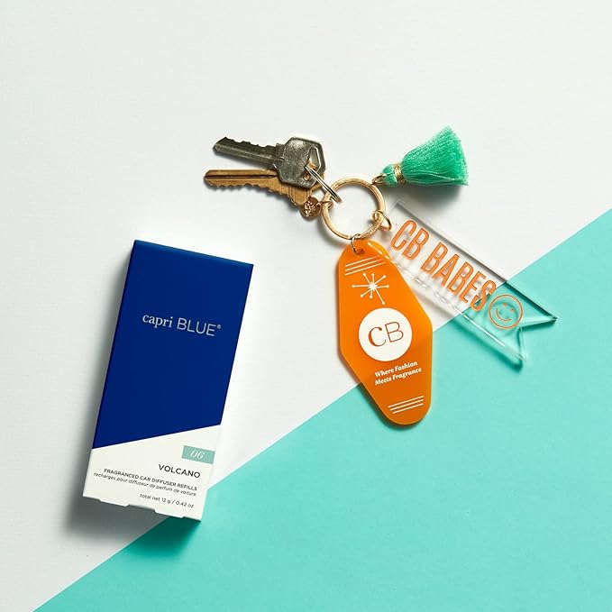 Capri Blue Car Diffuser Refills - Volcano Car Air Freshener Refills With Notes of Sugared Citrus & Tropical Fruits - For Use in Vent Clip - Includes 4 Fragrance Reeds - Travel Essential