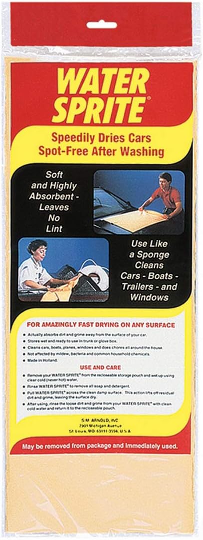 S.M. Arnold Water Sprite PVA Drying Cloth 7 Sq. Ft. – Fast Drying Chamois for Car Detailing | Cleans and Dries Finished Surfaces | Safe for Cars, Trucks, Motorcycles, RVs, Home, Garage, Office & More
