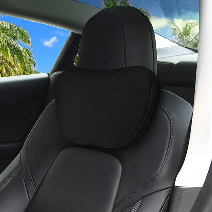 1 Pack Car Headrest Neck Pillow Fits for Tesla Model 3 Model Y Model S Model X Accessories,Car Seat Pillow Head Neck Rest Cushion(Black)
