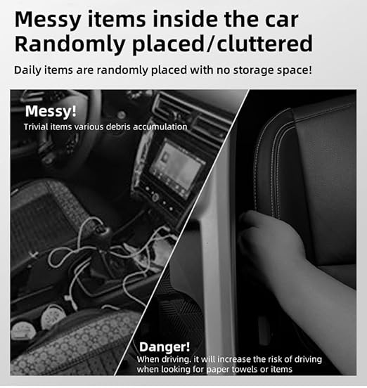 Car Trash Can Storage Pockets - 100% Leak-Proof Organizer,Car Seat Back and Door Hanging Storage,Two Levels Above and Below (Black)