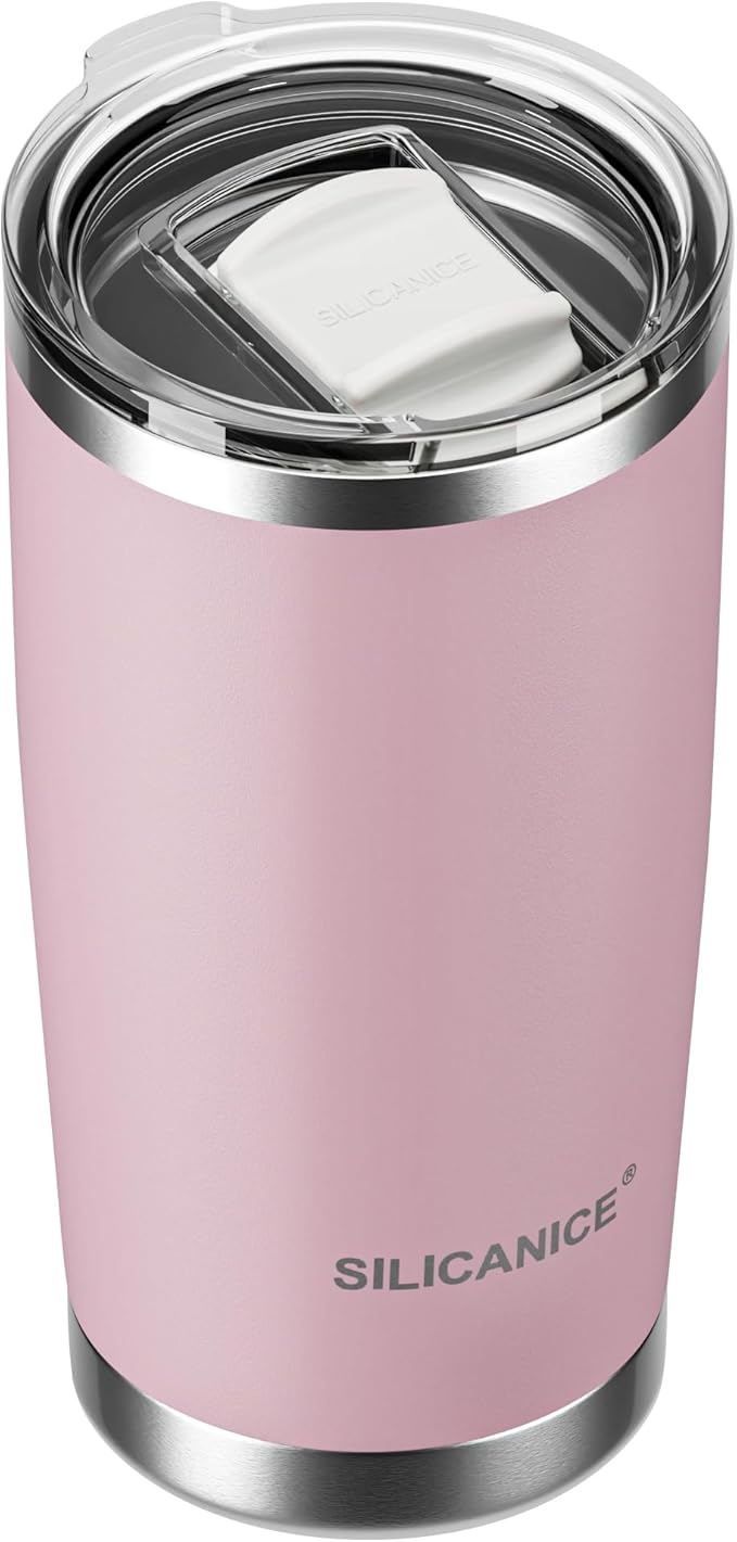 20oz Vacuum Insulated Tumbler - Double Wall Stainless Steel Coffee Mug with Detachable Slider Lid, BPA Free, Car Cup Holder Compatible - Gym/Office/Travel/Home -Pink Sand
