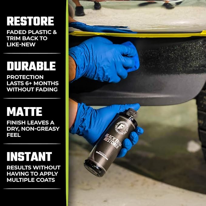 ExoForma Black Trim Restorer - Lasts 6+ Months, Dye Infused Waterproof Plastic Restorer for Cars - Perfect for Faded Bumpers, Trim & Vinyl on Jeeps, Truck Beds, Avalanches & ATVs | 4oz