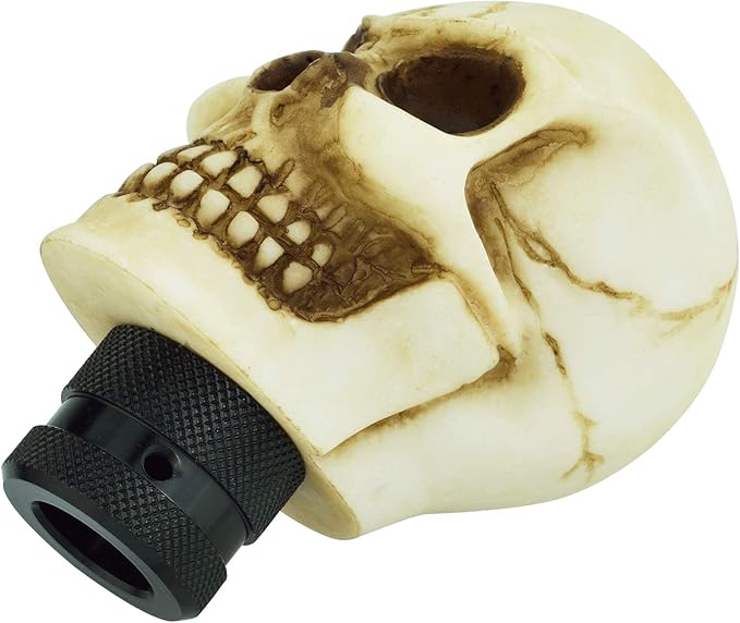 Lunsom Skull Gear Stick Shifter Knob, Resin Gear Shift Head Shifting Stick Handle Car Transmission Fit Automatic Manual Vehicle (White)