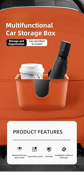 Car Trash Can Storage Pockets - 100% Leak-Proof Organizer,Car Seat Back and Door Hanging Storage,Two Levels Above and Below (White)
