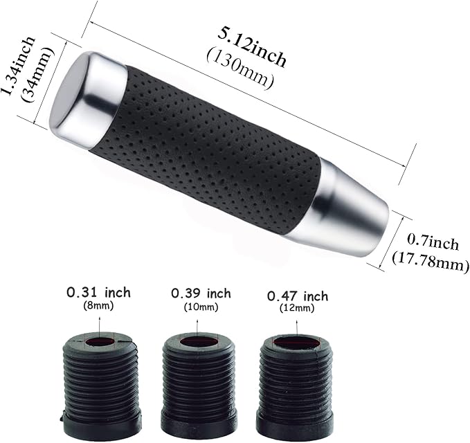 Abfer Weighted Shift Knob Short Stick Gear Shifter Adapter Leather Shift Knobs for Most Automatic Manual Vehicle Trucks,Silver