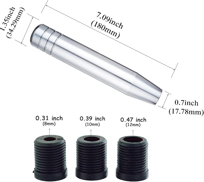 Abfer Long Shift Knob Car Gear Stick Weighted Shifter Knobs Extension Metal Shifting Lever Fit Most Manual Automatic Transmission Vehicle (Silver)