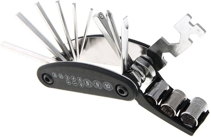 Motorcycle Bike Mechanic Repair Tool Kit with 16 In 1 Multi-Function Allen Key Multi Hex Wrench Screwdriver for Home Outdoor Travel Camping Sport Bicycle Cycling