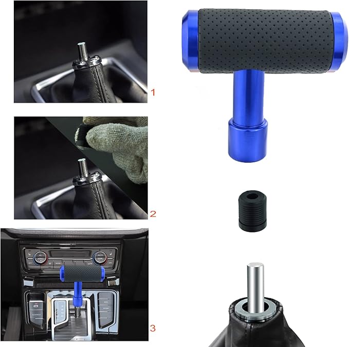 Lunsom Shifter Knob, Gear Shifting Lever Stick Shift Handle Head Type T Gear Shift Knob Fit for Manual Transmission Vehicle (Blue)