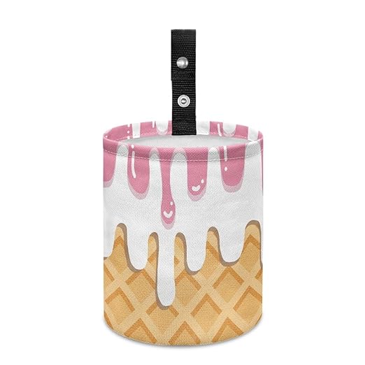 Trash Bag, Car Garbage Can Hanging Back Seat Organizer Trash Can Bin for Vehicle, Travelling, Camping - Ice Cream