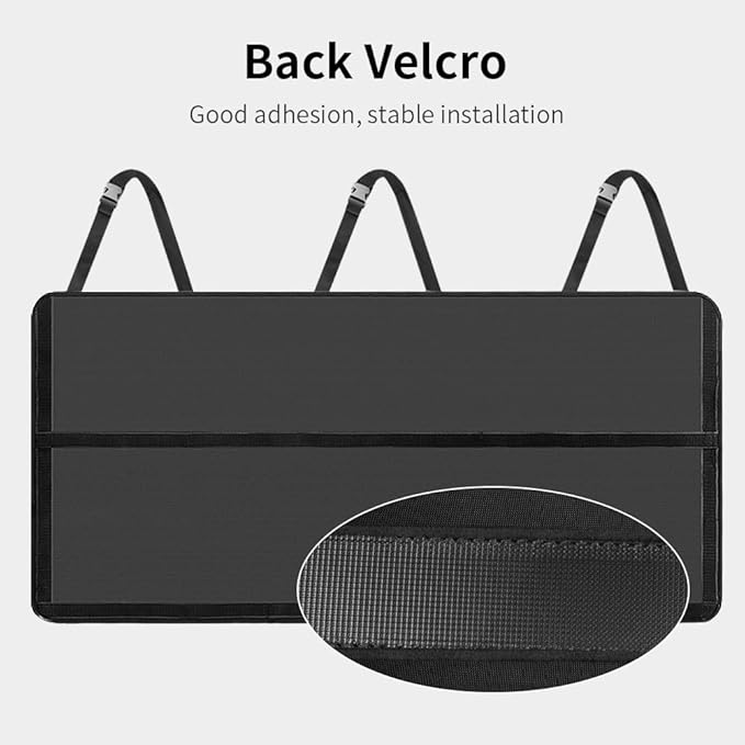 Hanging Car Trunk Organizer, Collapsible Backseat Storage Bag with 8 Large Pockets for Medium or Large Size SUV, Truck, MPV, Car Interior Accessories (Black)