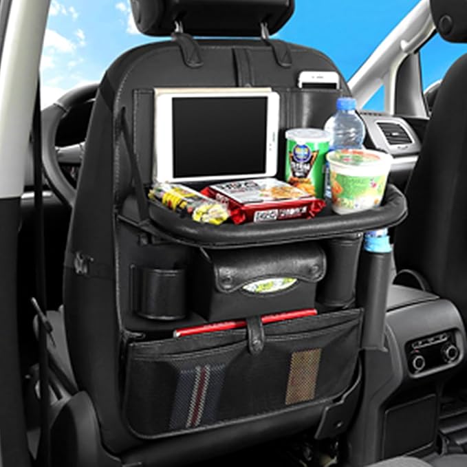 Popular Items Car Seat Back Pocket, Rear Seat Storage, Stain Proof, Car Storage Pocket, Seat Back Pocket, Premium Waterproof PU Car Seat Back Organizer（Black）
