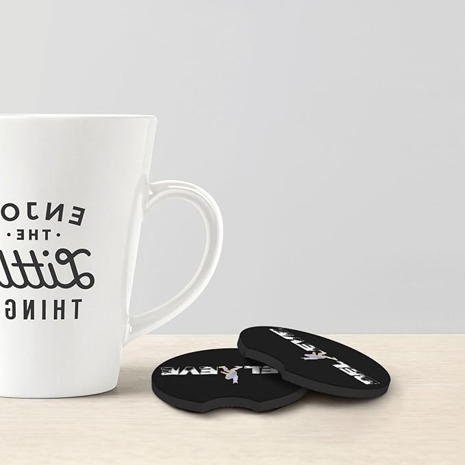 Believe in Bigfoot Sasquatch Car Coasters for Cup Holders Pack of 2 Neoprene Cup Mat Pad Vehicle Interior Accessories for Men Women