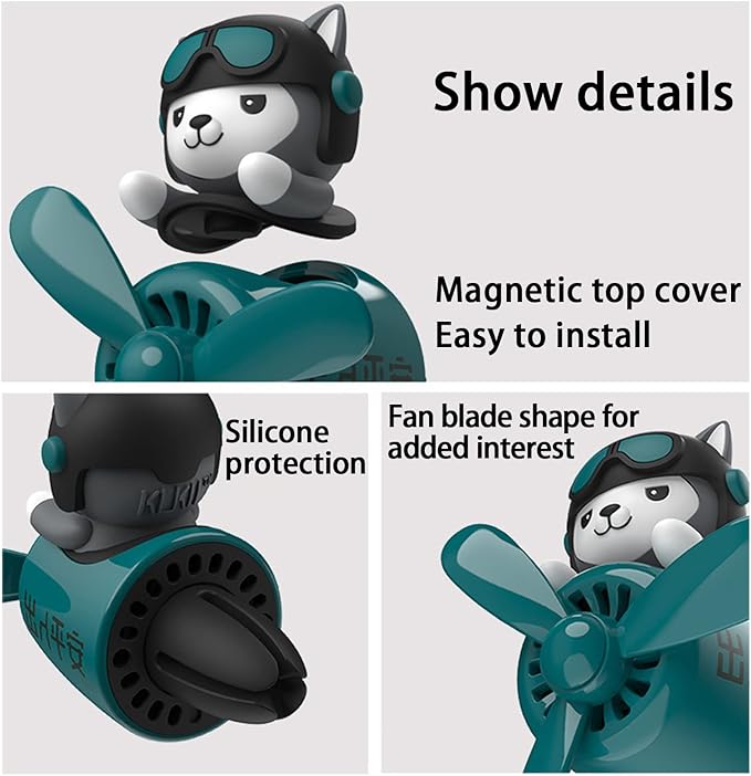 Pilot Car Air Freshener, Cute Cat Car Vent Clip Air Freshener with 2 Fragrant Tablets Automotive Air Outlet Fan Diffuser, Automotive Interiors Vent Decoration (style B)