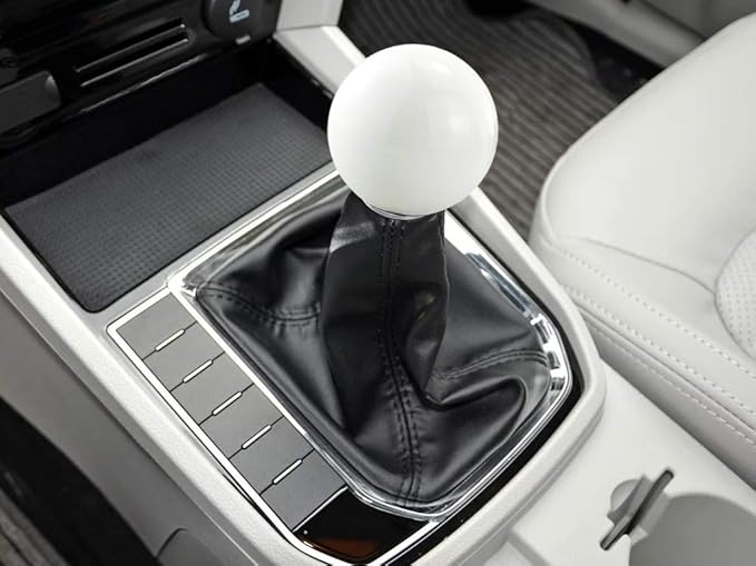 Lunsom Round Shift Knob, Ball Shape Gear Shifter Lever Head Shift Ball Car Stick Handle Fit Most Automatic Manual Transmission Vehicle (M8x1.25, White)
