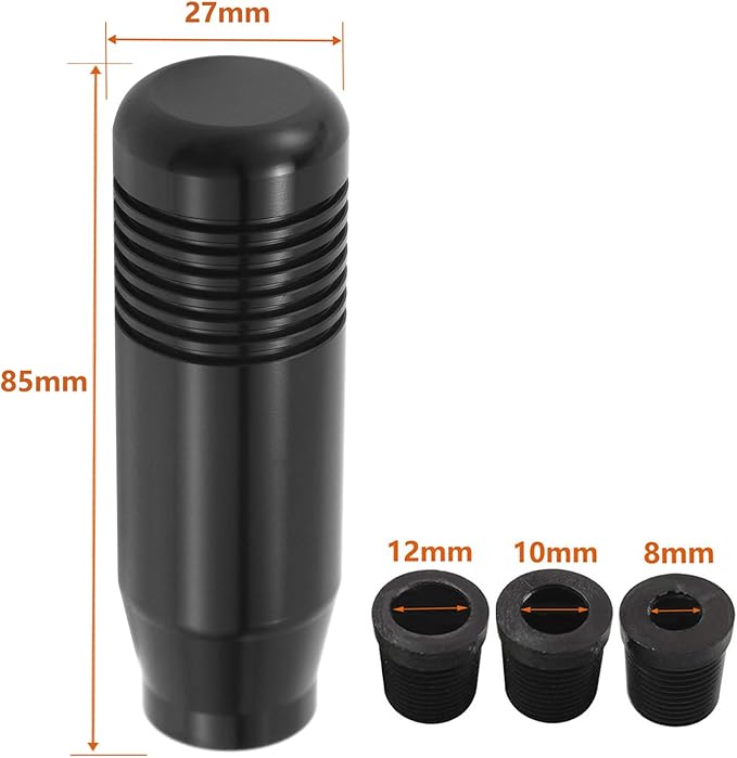 Lunsom Short Weighted Shifter Knob, Aluminum Alloy Shifter Head Lever Shifting Handle Car Gear Stick Knobs with 3 Adapters Fit Most Auto Manual Transmission Vehicle