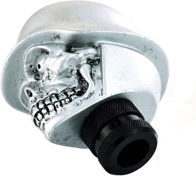 Lunsom Skull Gear Shifter Knob, Soldier Car Shift Stick Handle Shifting Head Transmission Fit Most Automatic Manual Vehicle (Silver)