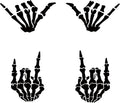 (4PCs) Skeleton Hand Decal Set Black Vinyl Stickers Waterproof Durable Easy to Apply Rock On Hang Loose Skeleton Hand Car Truck Bumper Laptop Window Decoration 3 Inches (Black)